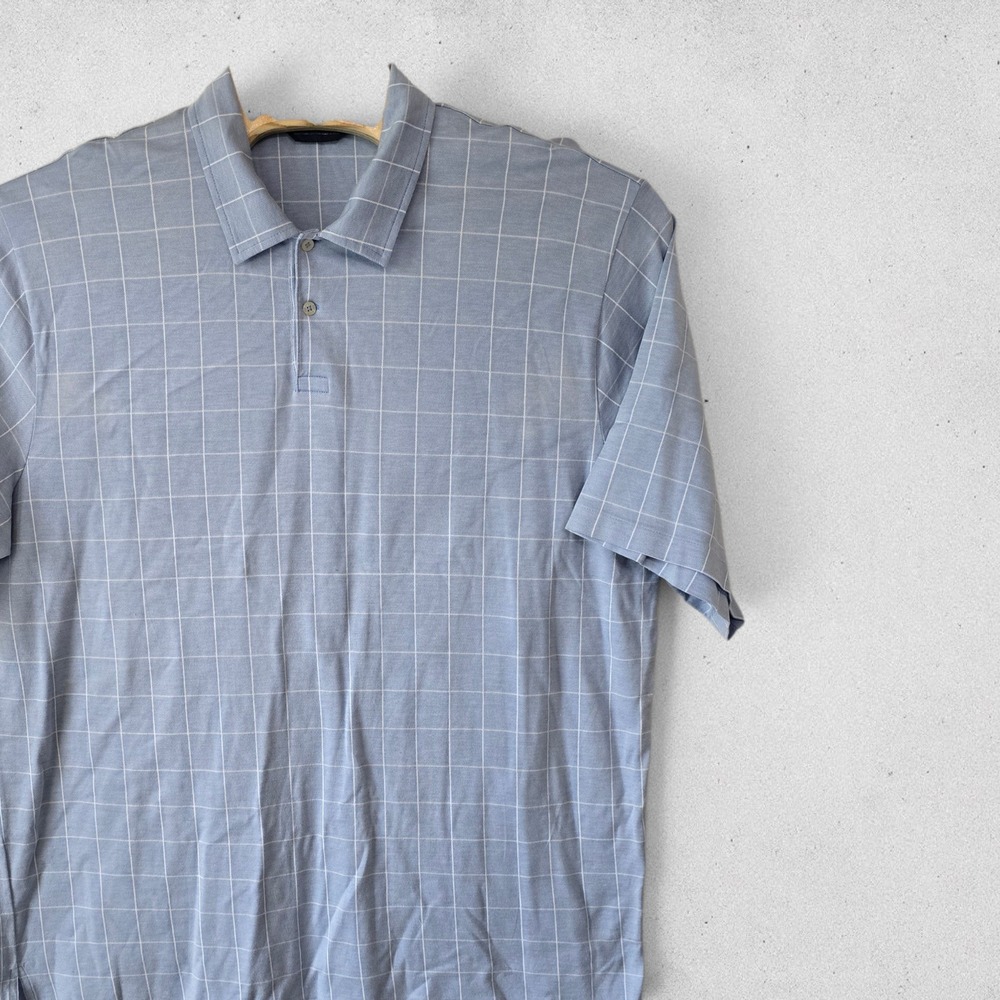 Polo Golf Ralph Lauren‎ Mens XXL Blue Windowpane Pima Cotton Short Sleeve Polo